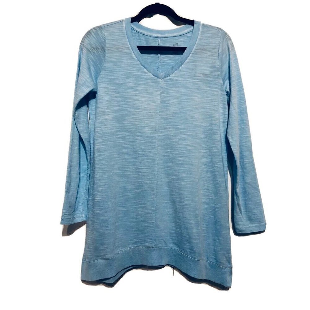 NWT J.Jill Womens XS Blue Color Washed Dipped Hem Tunic Top Lagenlook